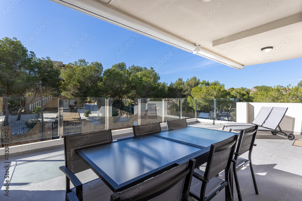 Fototapeta premium Outdoor Dining Area with Scenic Views