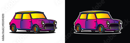Racing retro car. Original vector illustration in vintage style.