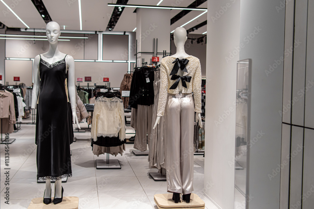 custom made wallpaper toronto digitalWomen's clothing store. Clothes on white female mannequins