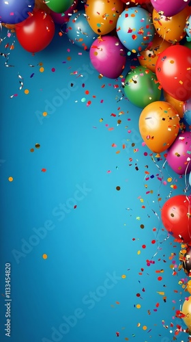 Colorful balloons and confetti create a festive atmosphere for a celebration