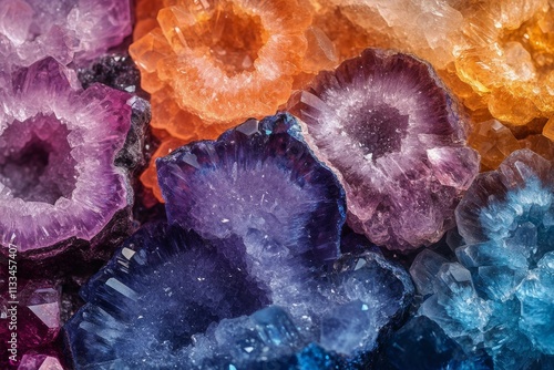 Colorful natural crystals arranged in a stunning display of geological beauty