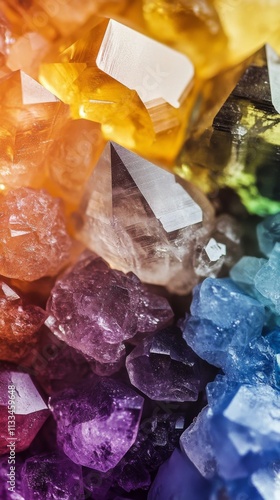 Colorful gemstones sparkling under natural light in a vibrant display