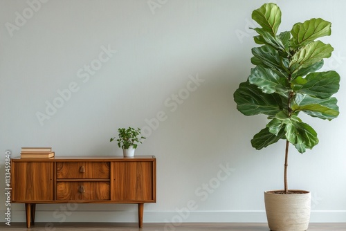 Elegant indoor plants on a wooden table creating a serene home atmosphere