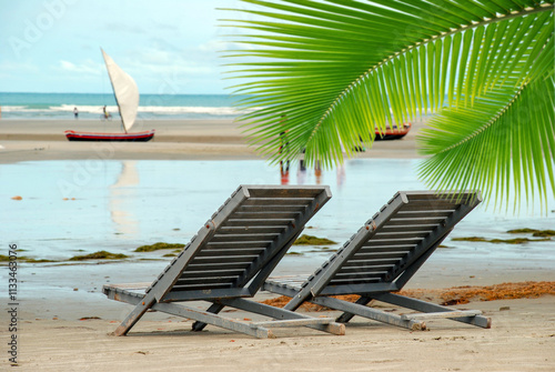 Jericoacoara is a virgin beach hidden behind the dunes of the west coast of Jijoca de Jericoacoara, Ceará, Brazil photo