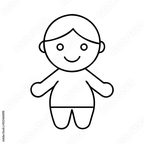  A simple black outline of a standing child with a happy expression, representing joy and positivity.