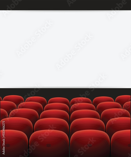 Cinema screen and red seats vector background stock illustration