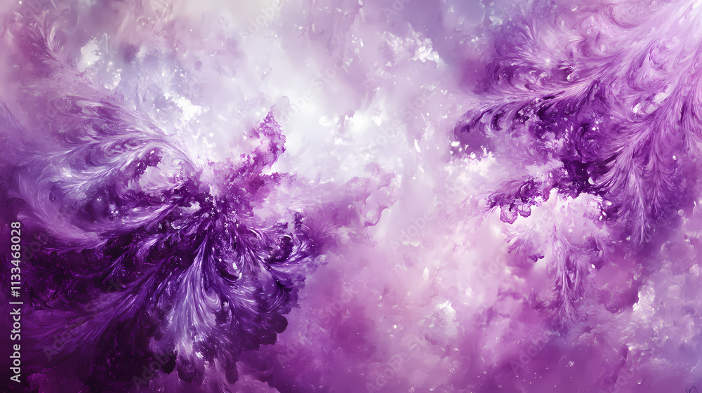 Fototapeta premium Vibrant cosmic wisps in ethereal purple hues. Ether. Illustration