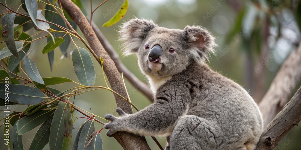 Fototapeta premium Portrait of an Adorable Koala in an Eucalyptus Tree