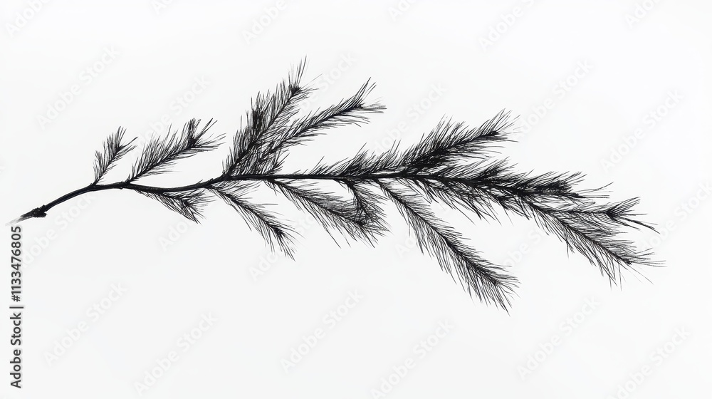 Obraz premium Pine tree branch isolated on white background
