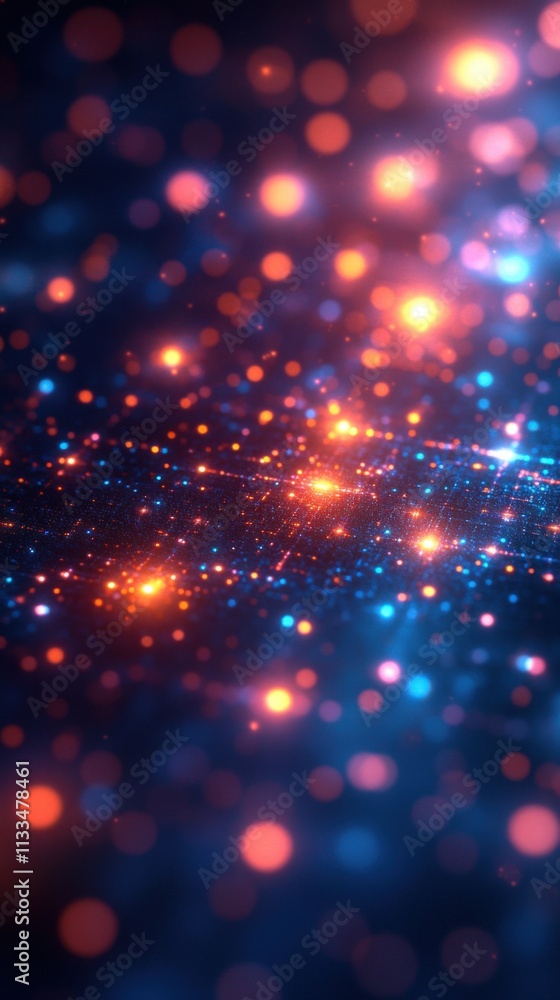 Fototapeta premium A vibrant abstract background featuring glowing orbs and sparkles in various colors.