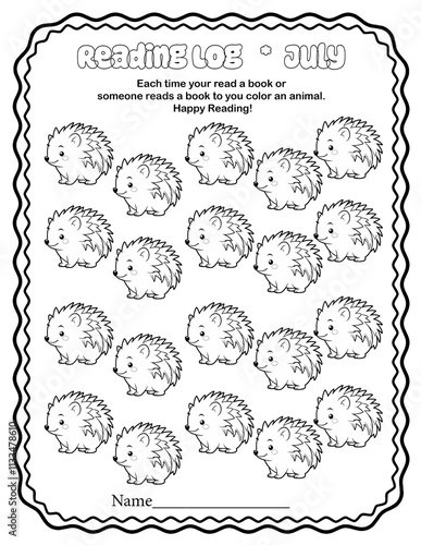 Reading Log Coloring Page: Color an Animal for Each Book hedgehog photo