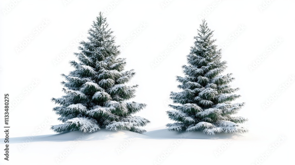 Fototapeta premium Christmas trees with snow isolated on white background