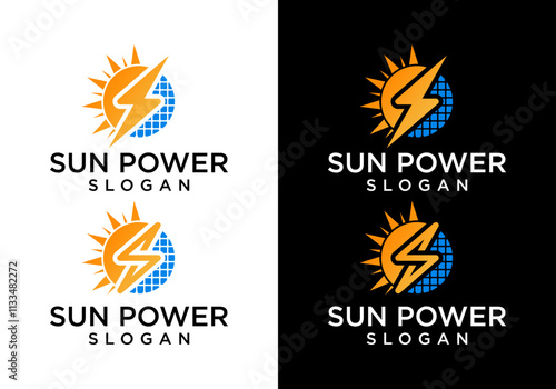 solar panel logo design vector. renewable energy technology logo vector illustration.