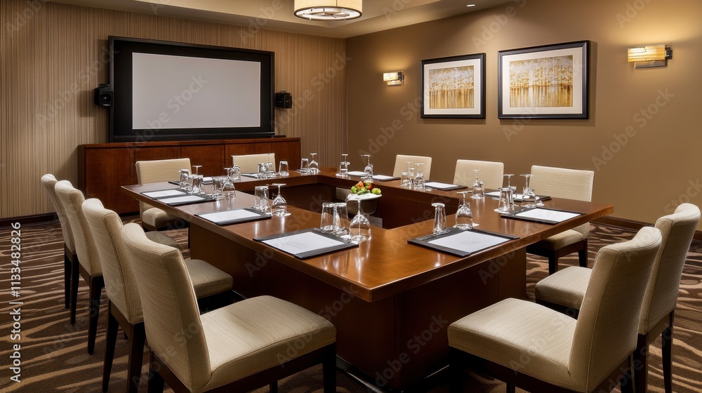 Modern Conference Room with Audio-Visual Equipment and Elegant Design Modern Conference Room with Audio-Visual Equipment and Elegant Design