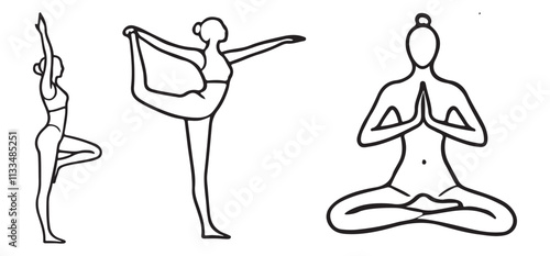 Simple Collection of  Line Drawings of Yoga Poses for Beginners