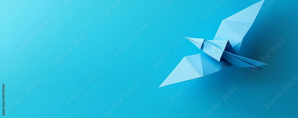 Blue Background with Origami Bird. Blue Background with Origami Bird.