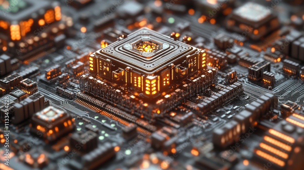 Glowing Circuit Board: A Close-Up of Advanced Technology Glowing Circuit Board: A Close-Up of Advanced Technology