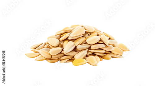 Pile of Raw Sunflower Seeds Isolated on White Background