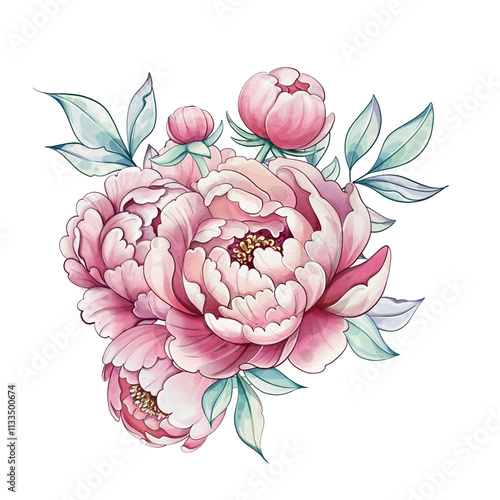 Vibrant peonies in soft pink hues dance against a fresh backdrop, showcasing natures beauty in a tranquil display of artistry