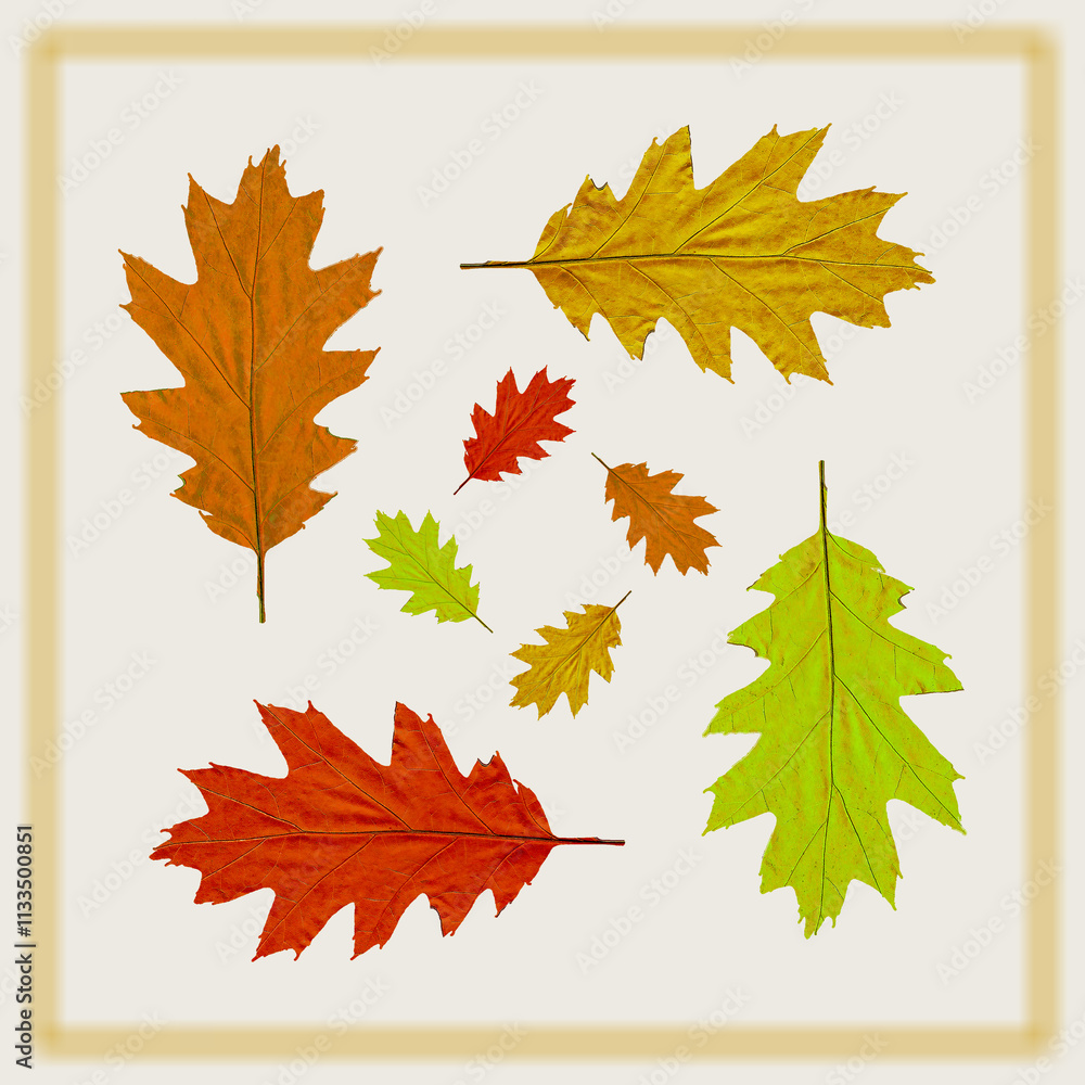Fototapeta premium Seamless pattern of oak leaves. Leaves background for your napkin design. 