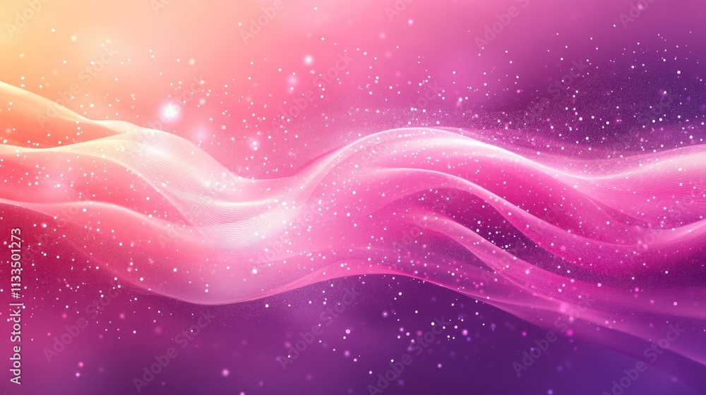 Abstract Pink and Purple Wave Background with Sparkling Dust Abstract Pink and Purple Wave Background with Sparkling Dust