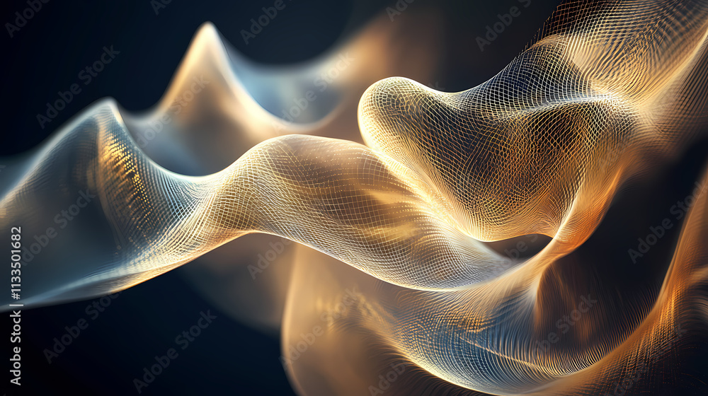 Fototapeta premium Abstract golden smoke swirls on dark background. Wisp. Illustration