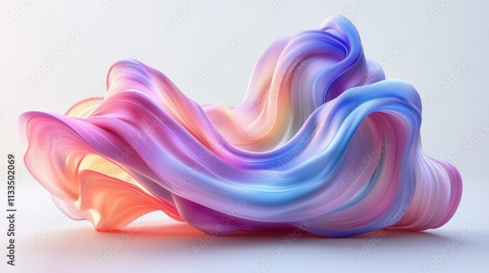 Fototapeta premium Abstract Pastel Swirls: A Dreamlike 3D Render of Flowing Colors