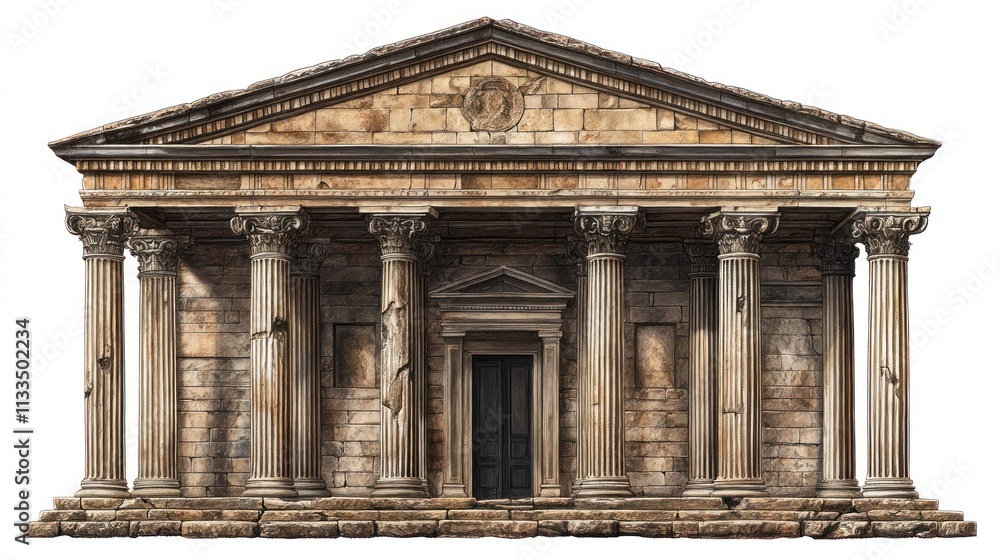 Obraz premium Ancient Greek Temple Facade: Architectural Marvel of Classical Antiquity