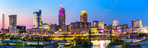 Wallpaper Mural Panoramic view of Cleveland, Ohio skyline at dusk. Cleveland is a major city in the U.S. state of Ohio and the county seat of Cuyahoga County. Torontodigital.ca
