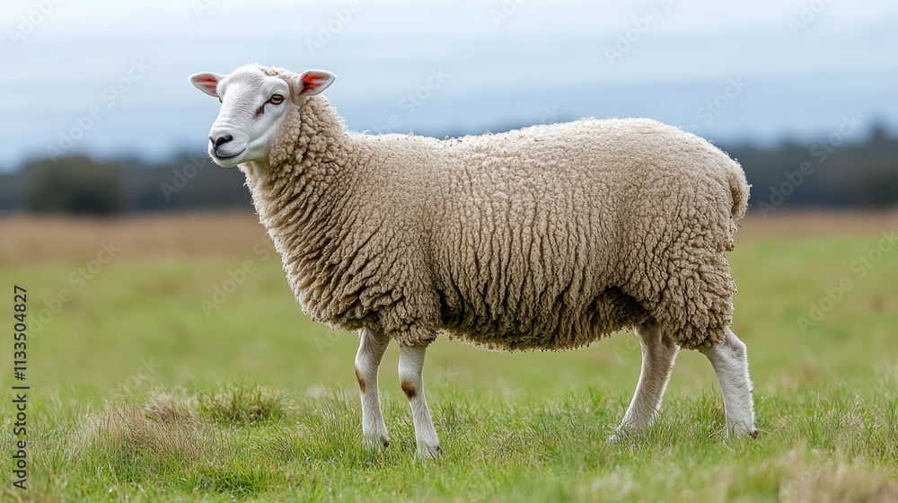 Fototapeta premium Sheep standing in a grassy field.