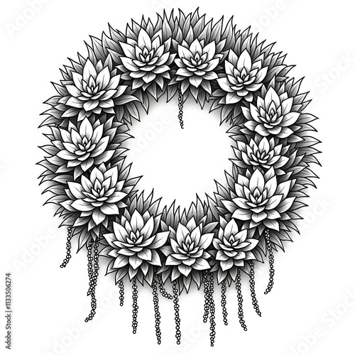  Elegant Lotus Flower Wreath with Hanging Beads