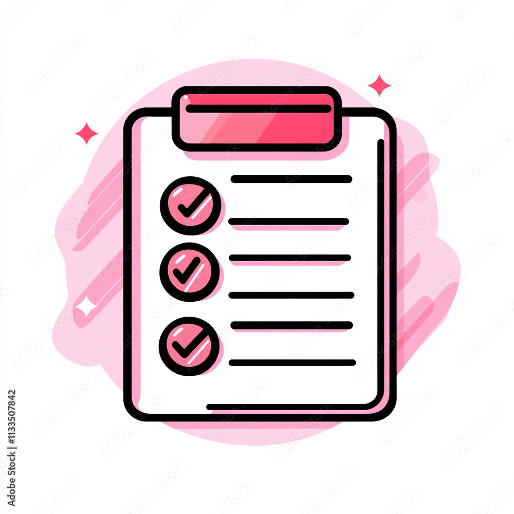 A checklist with a pink border and a pink background A checklist with a pink border and a pink background