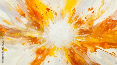 White and Yellow Explosion Painting with Fiery Gradients