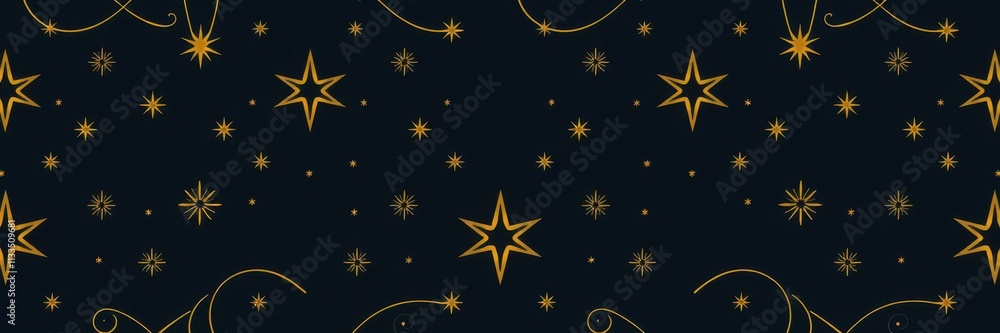 Obraz premium Abstract star Christmas background with elegant golden lines, pattern, golden