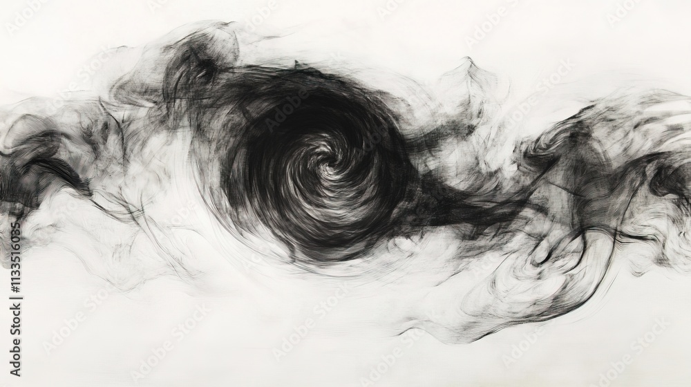 Fototapeta premium A black smoke swirl with a black eye
