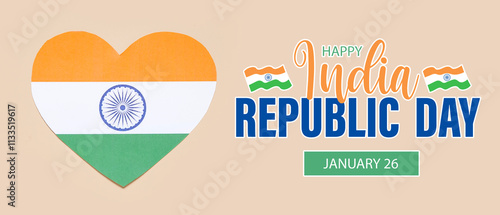 Indian flag in shape of hea...
