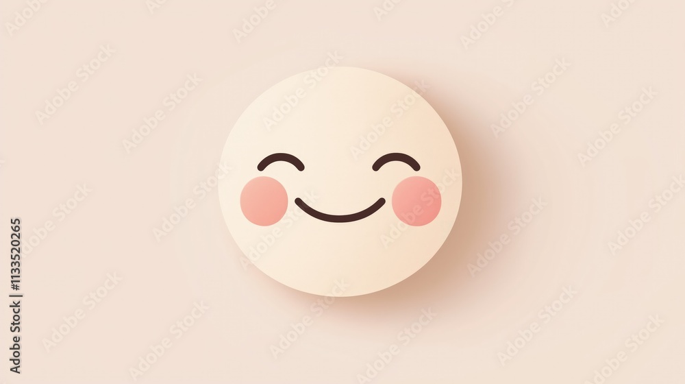 Happy emoticon, smiling face, blush cheeks, pastel background. Happy emoticon, smiling face, blush cheeks, pastel background.