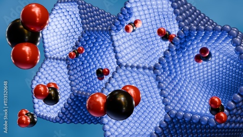 Fényképezés A 3d rendering of structure metal-organic framework of Mg-MOF-74 with CO2 molecu