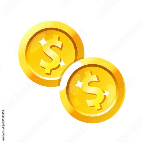 Vector golden coins illustration isolated on white background.
