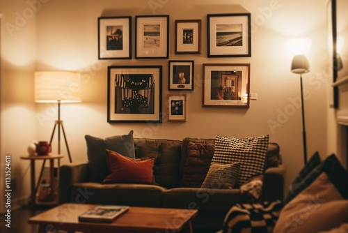 modern living room with image frames photo