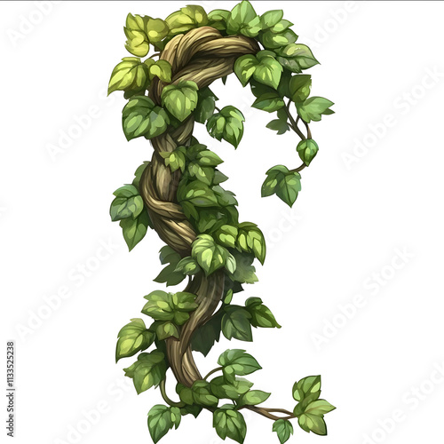 Vines wrapped together 3D game style in fantasy digital painting style used for cartoon game design using solid colors using vector graphics for game assets top and bo photo