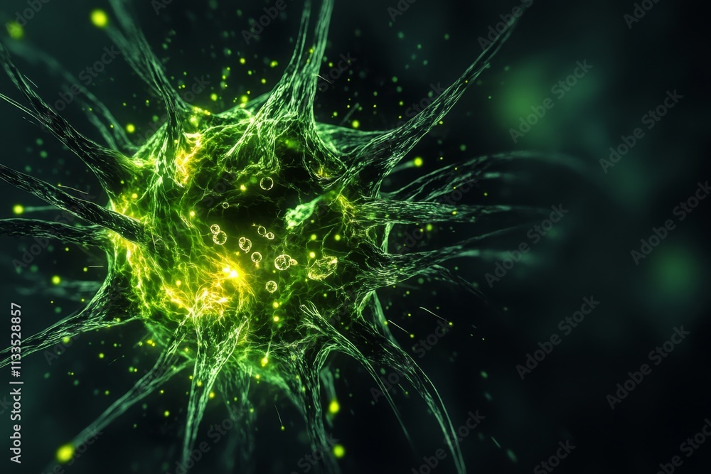 Intricate Glowing Cell Structure - Scientific Visualization Intricate Glowing Cell Structure - Scientific Visualization