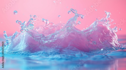 Dynamic water splash on a pink background photo