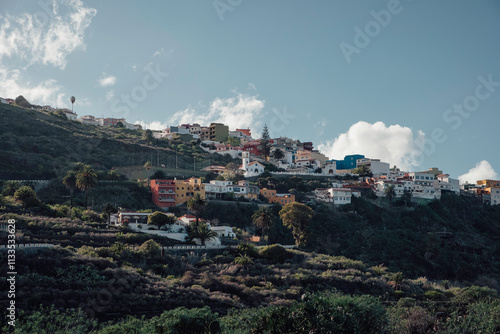 Sunny village on top of the mountain in Icod de los Vinos photo