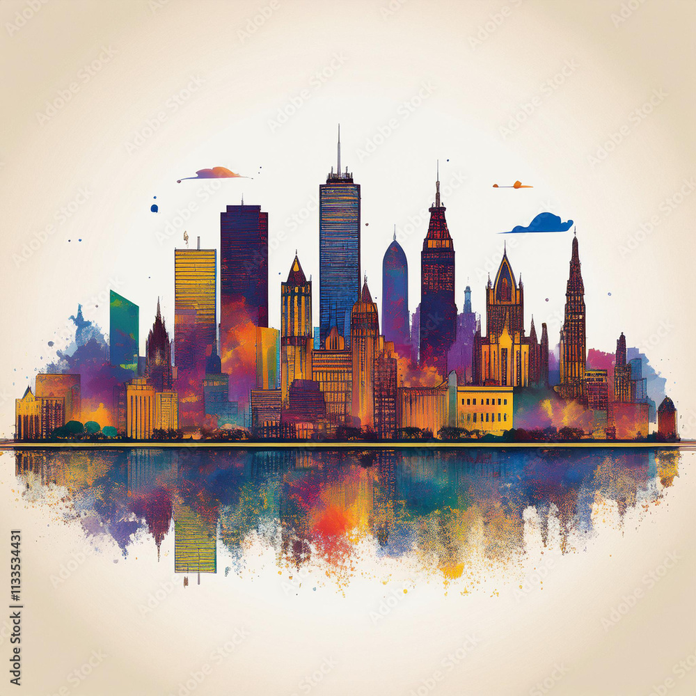 Obraz premium Stylish and modern skyline icons featuring elegant silhouettes and harmonious designs for contemporary projects.