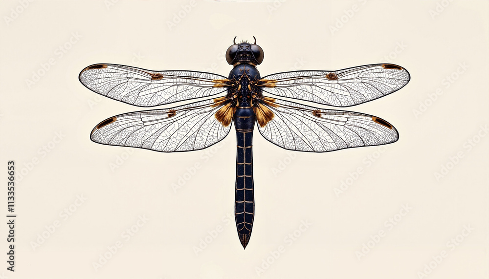 Dotwork Tattoo Dragonfly with Detailed Wings in Black Ink Dotwork Tattoo Dragonfly with Detailed Wings in Black Ink