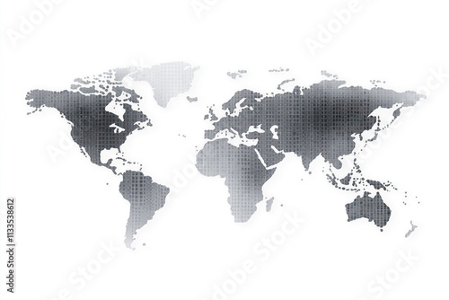 Wallpaper Mural Dotted world map illustration shows global geography. Grey visual map on white background. Suitable for web design, annual reports, infographics and worldwide travel concept. Torontodigital.ca