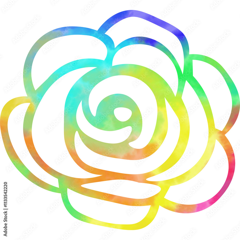 Clip art image of beautiful watercolor pattern rose cutout icon Clip art image of beautiful watercolor pattern rose cutout icon