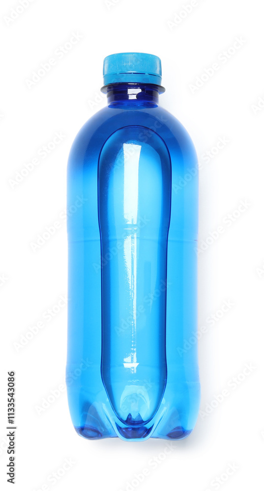 Plastic bottle of water isolated on white, top view Plastic bottle of water isolated on white, top view