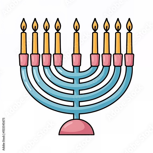 menorah with candles illustration  photo